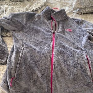 Gray and pink north face fleece! Gently worn and in great condition!